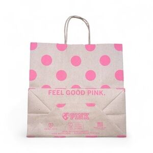 PINK brown & pink polka dot gift bag